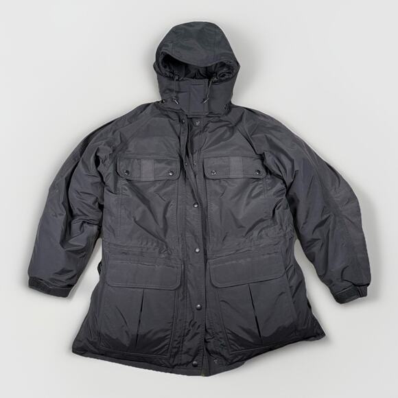 VTG LL Bean Womens Black Maine Warden's Hooded Goretex Parka Size M Down Coat - Picture 1 of 12